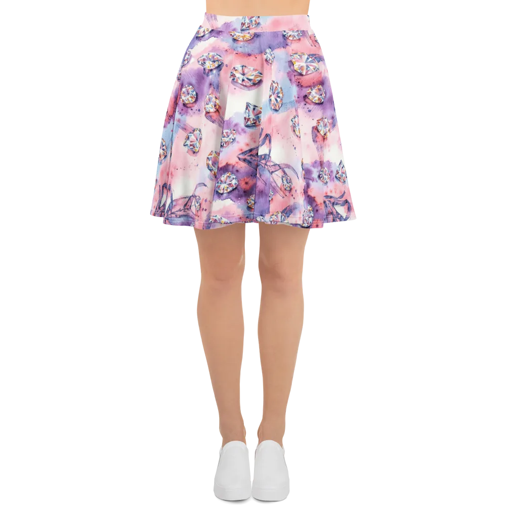 Diamond Watercolor on Skater Skirt — Front