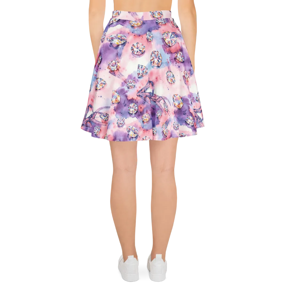Diamond Watercolor on Skater Skirt — Back