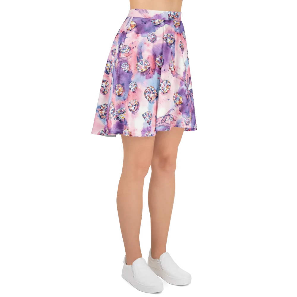 Diamond Watercolor on Skater Skirt — Right