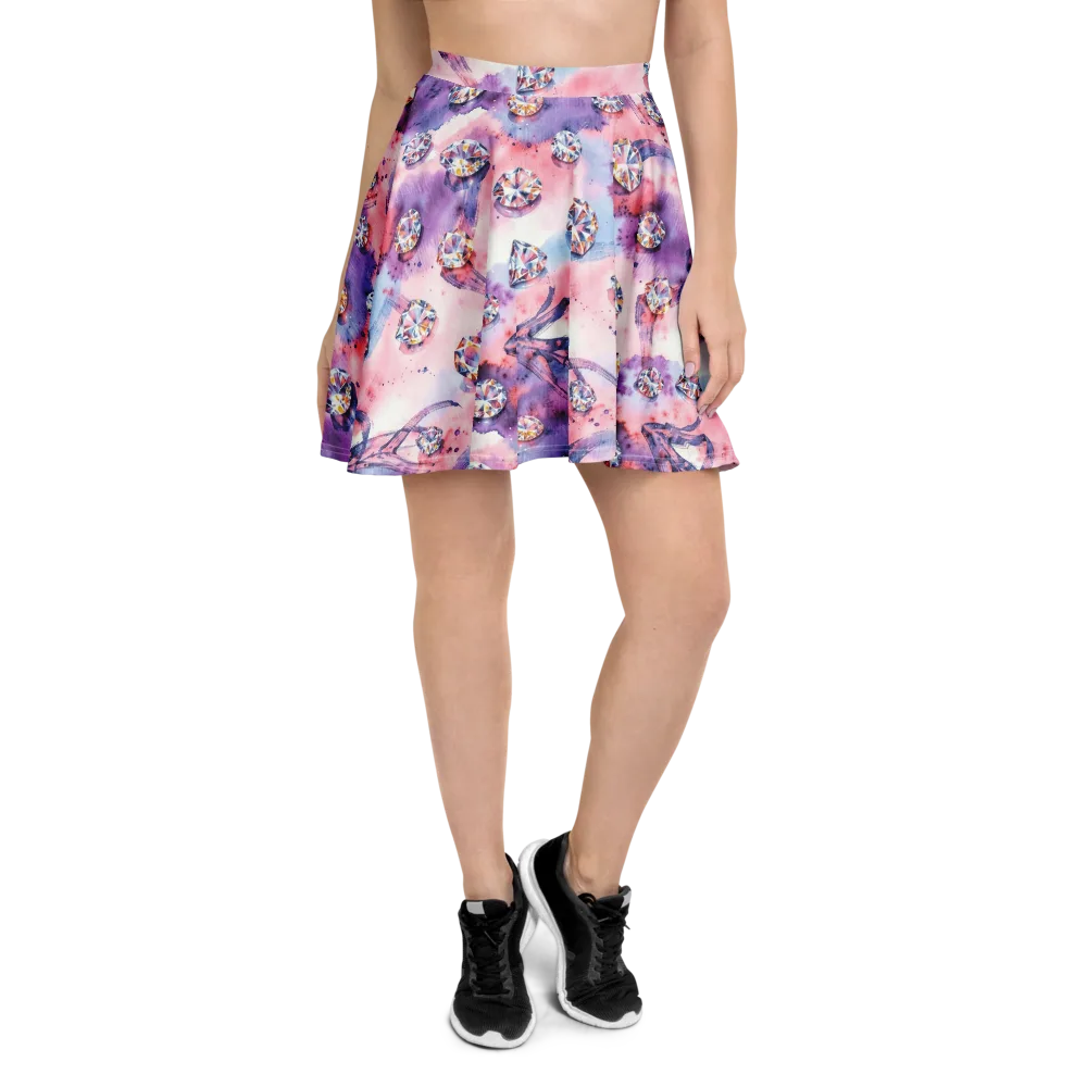 Diamond Watercolor on Skater Skirt — Front