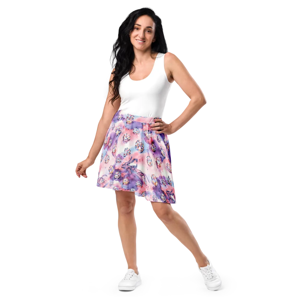 Diamond Watercolor on Skater Skirt — Front