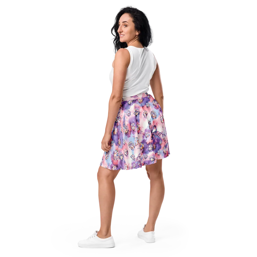Diamond Watercolor on Skater Skirt — Back
