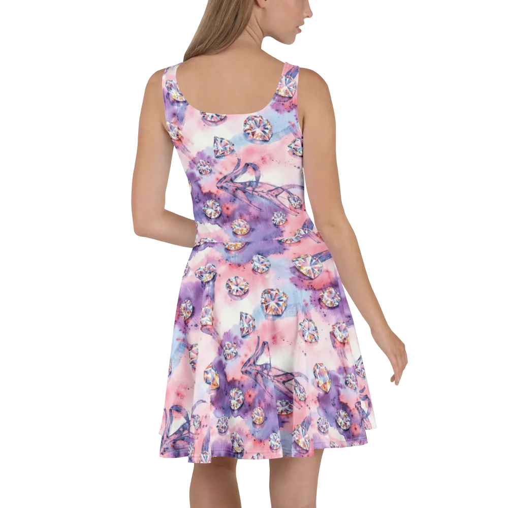Diamond Watercolor on Skater Dress — Back