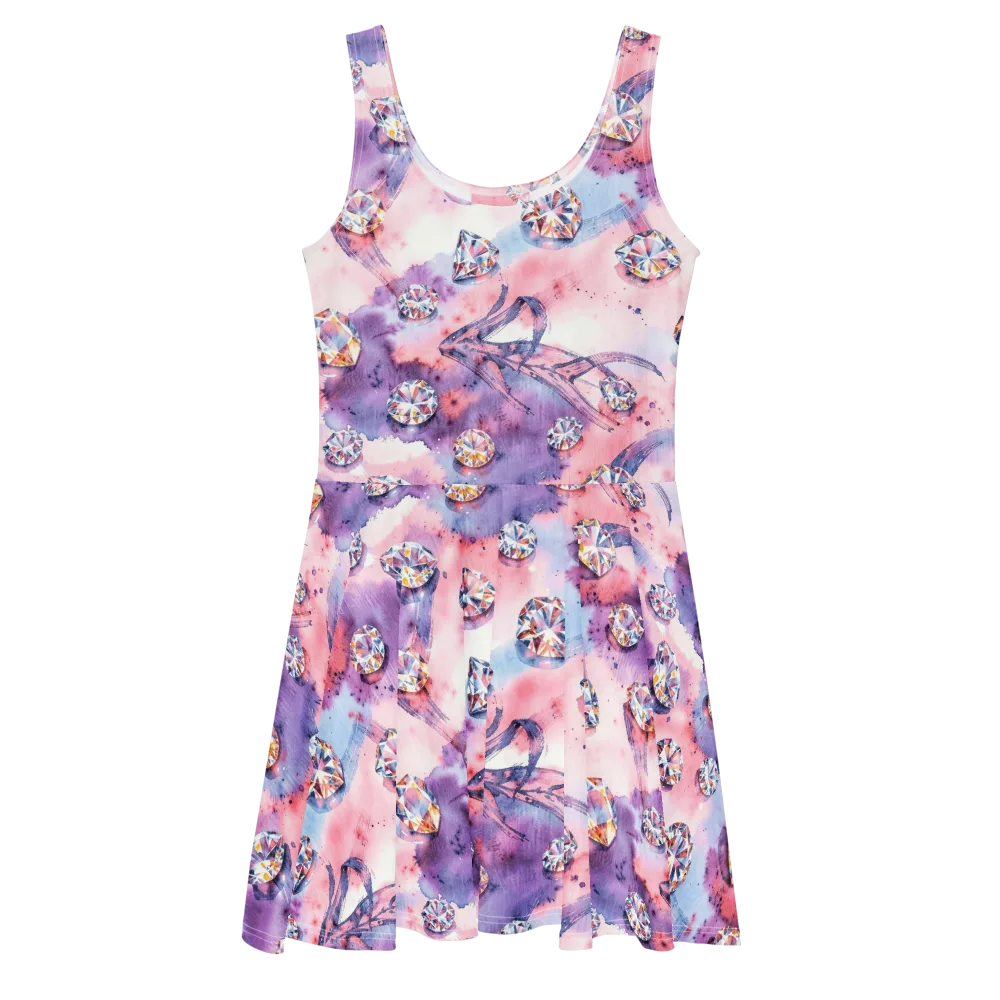 Diamond Watercolor on Skater Dress — Front