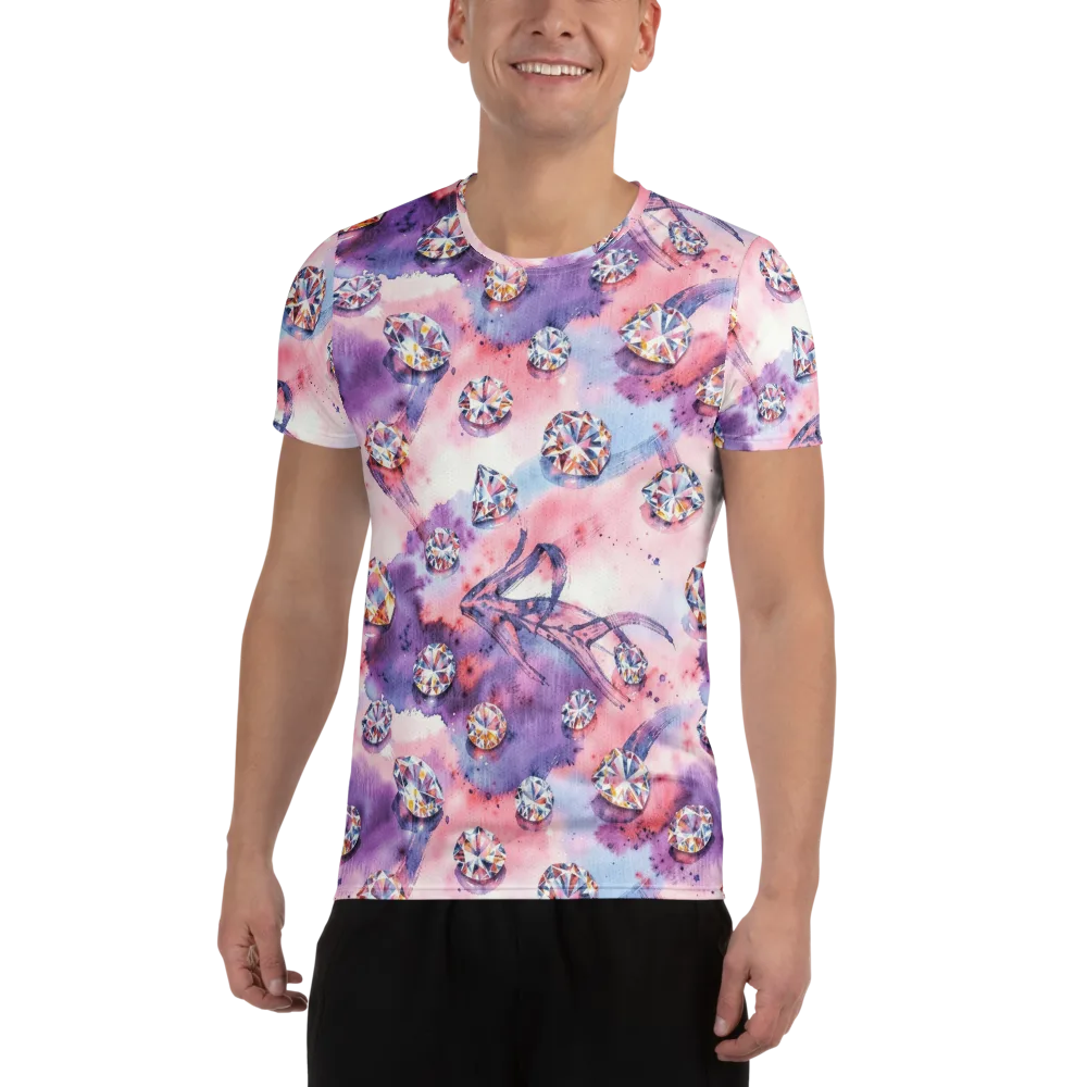 Diamond Watercolor on Men's Athletic T-Shirt — Front
