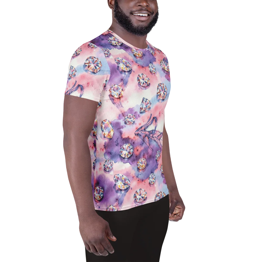 Diamond Watercolor on Men's Athletic T-Shirt — Right
