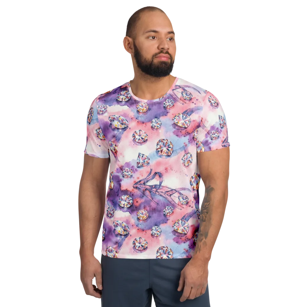 Diamond Watercolor on Men's Athletic T-Shirt — Front
