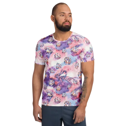 Diamond Watercolor on a Men's Athletic T-Shirt