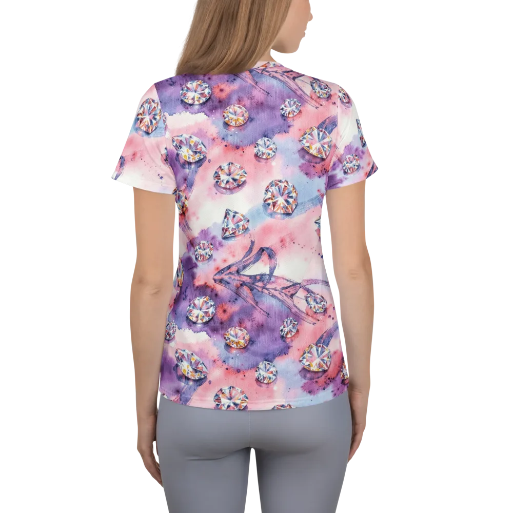 Diamond Watercolor on Women's Athletic T-Shirt — Back