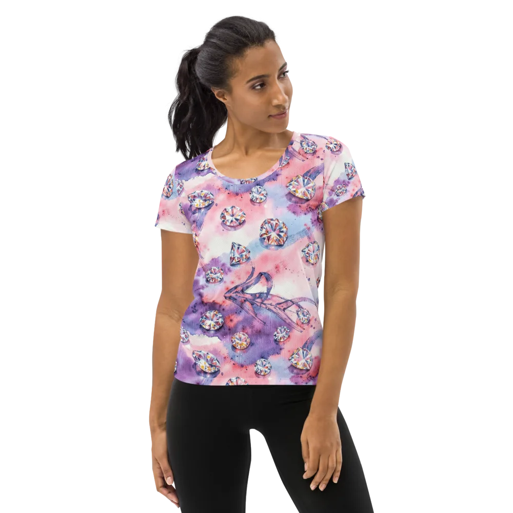 Diamond Watercolor on Women's Athletic T-Shirt — Front