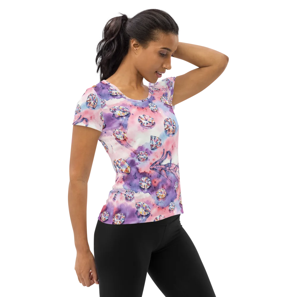 Diamond Watercolor on Women's Athletic T-Shirt — Right