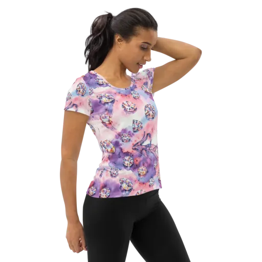 Diamond Watercolor on a Women's Athletic T-Shirt