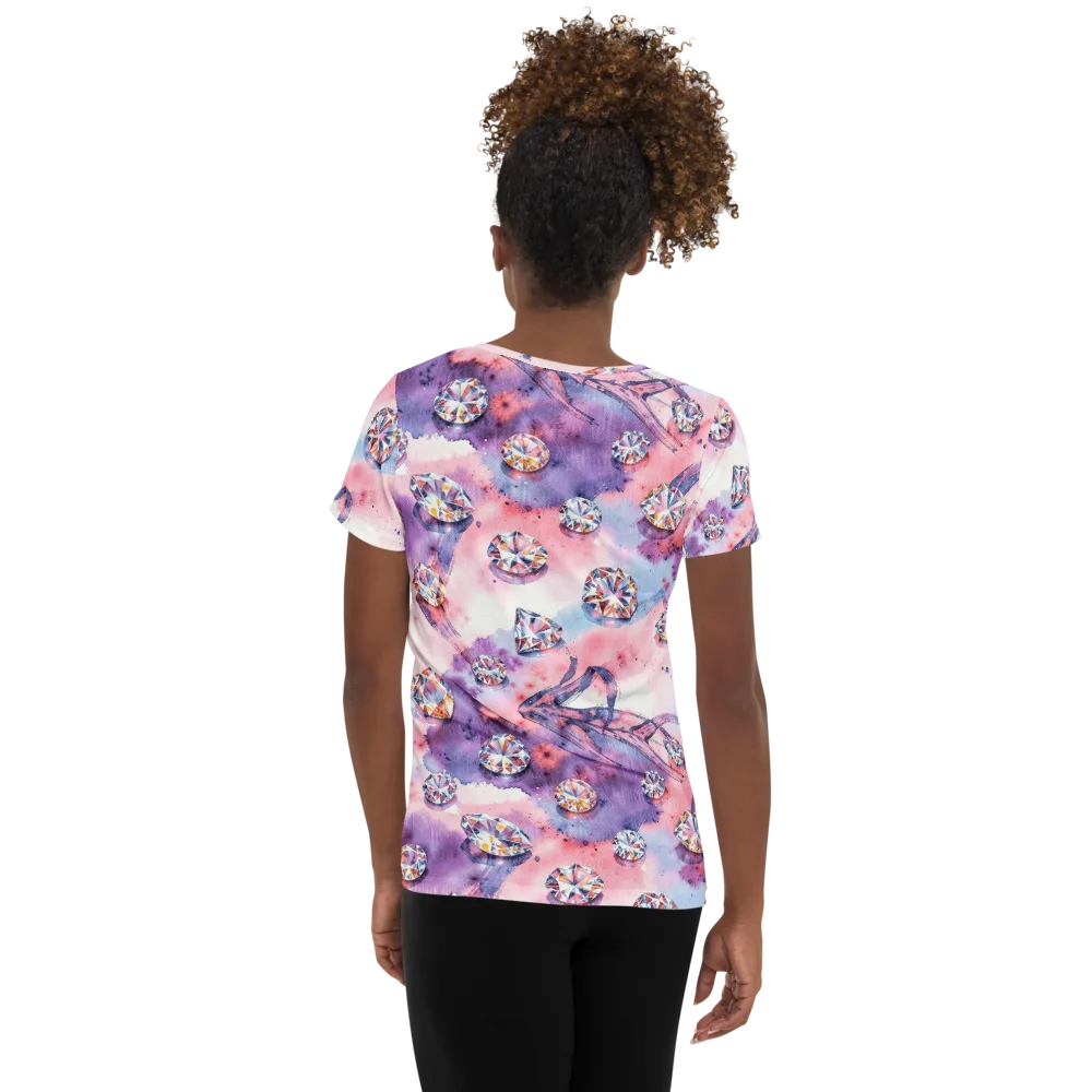 Diamond Watercolor on Women's Athletic T-Shirt — Back