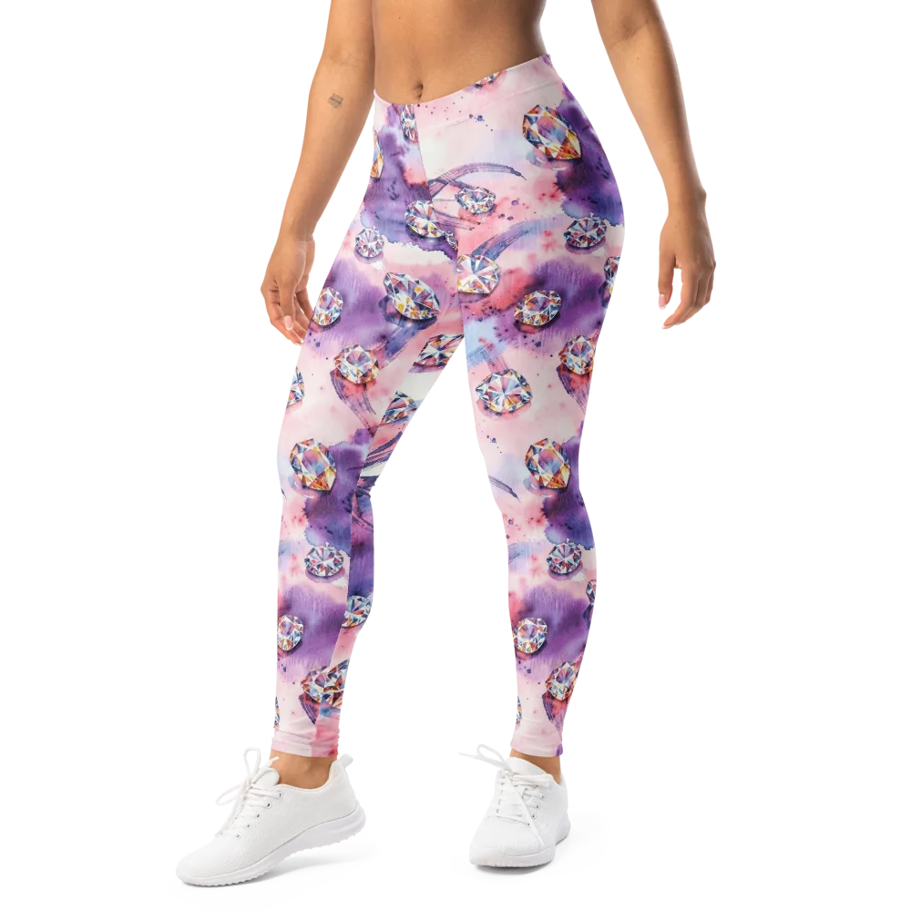 Diamond Watercolor on Leggings — Left Front