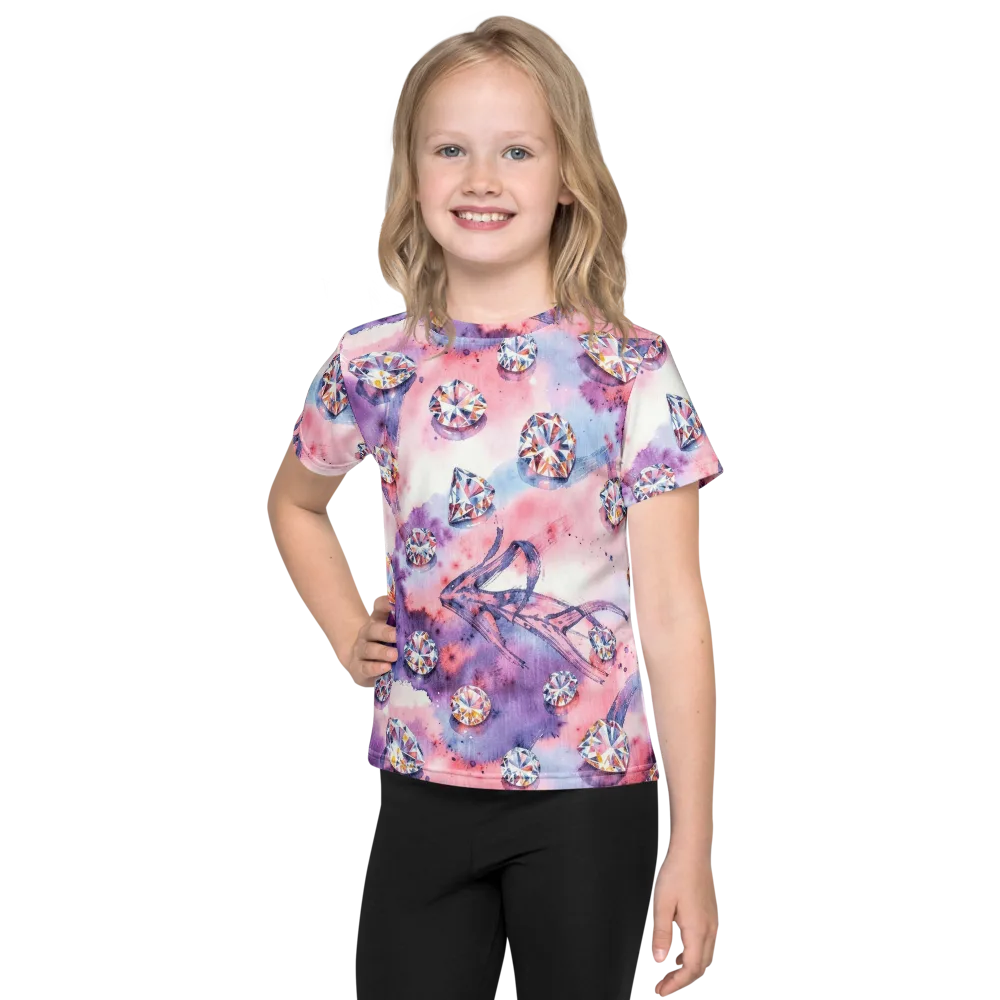 Diamond Watercolor on Kids Crew Neck T-Shirt — Front