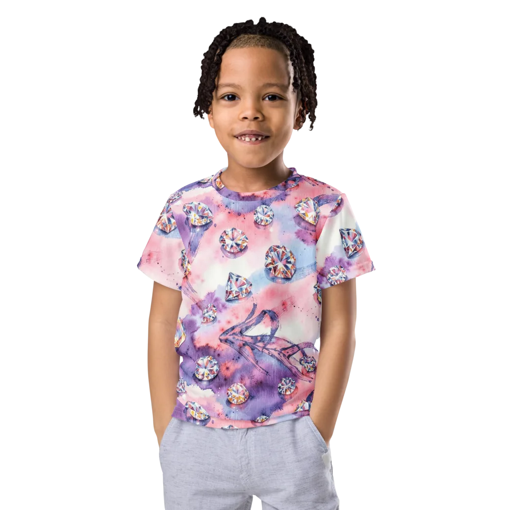 Diamond Watercolor on Kids Crew Neck T-Shirt — Front