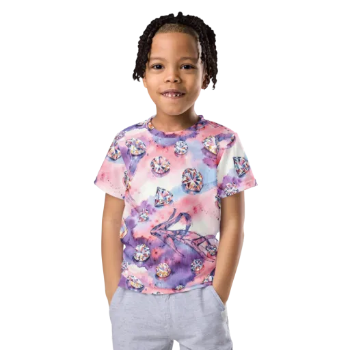 Diamond Watercolor on a Kids Crew Neck T-Shirt