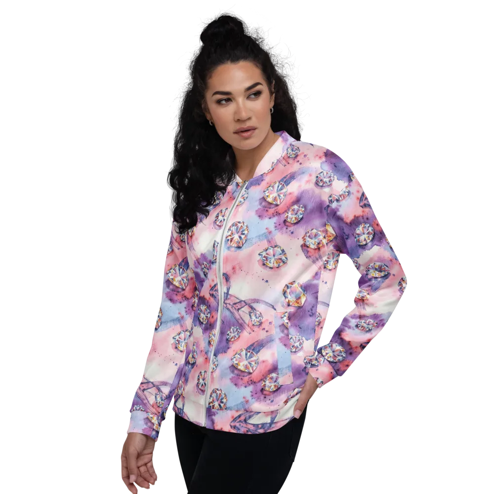 Diamond Watercolor on Bomber Jacket — Left