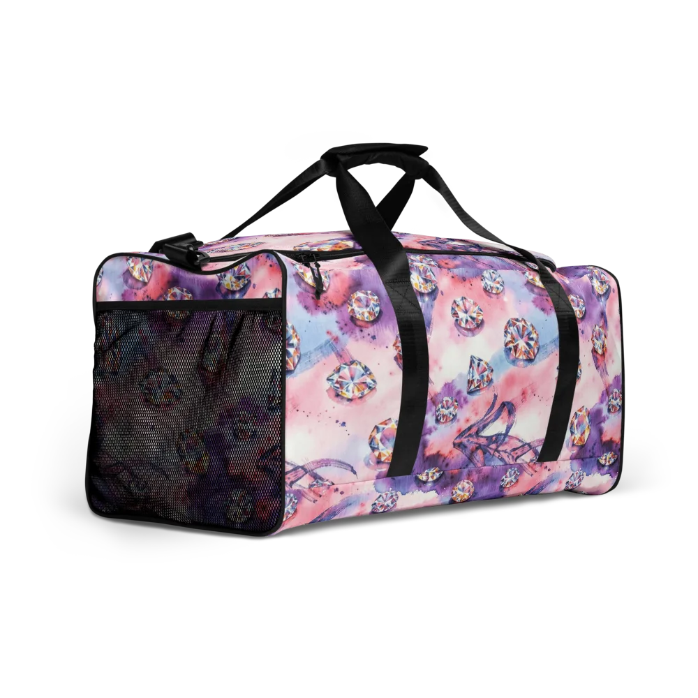 Diamond Watercolor on Duffle Bag — Right Front
