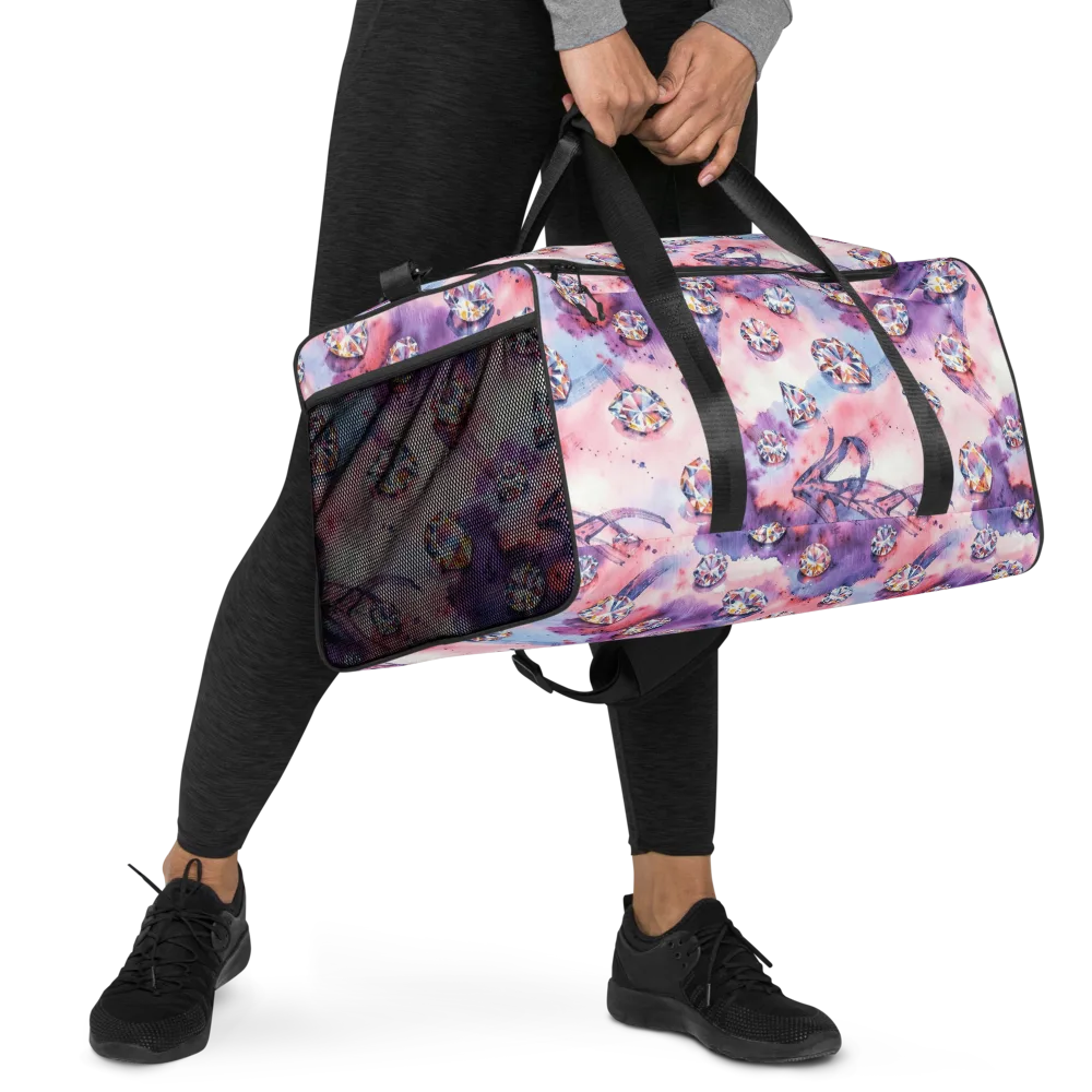 Diamond Watercolor on Duffle Bag — Right Front