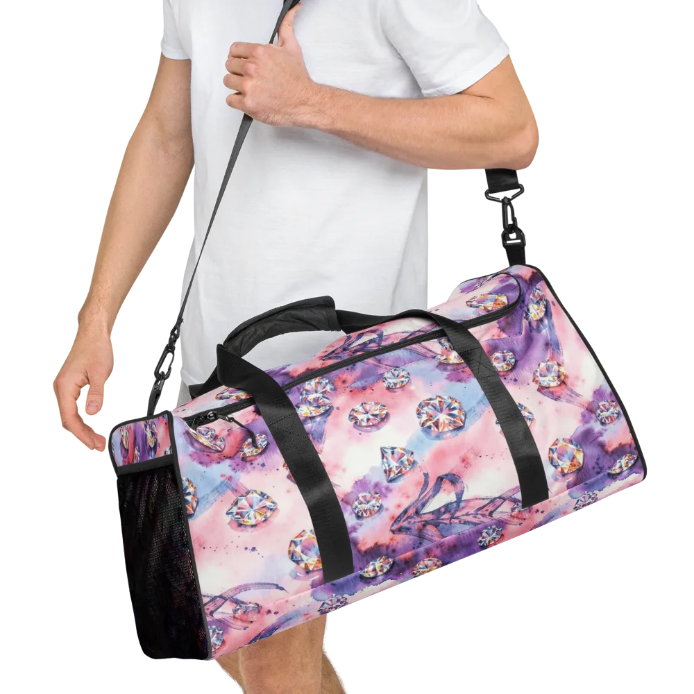 Diamond Watercolor on Duffle Bag — Right Front