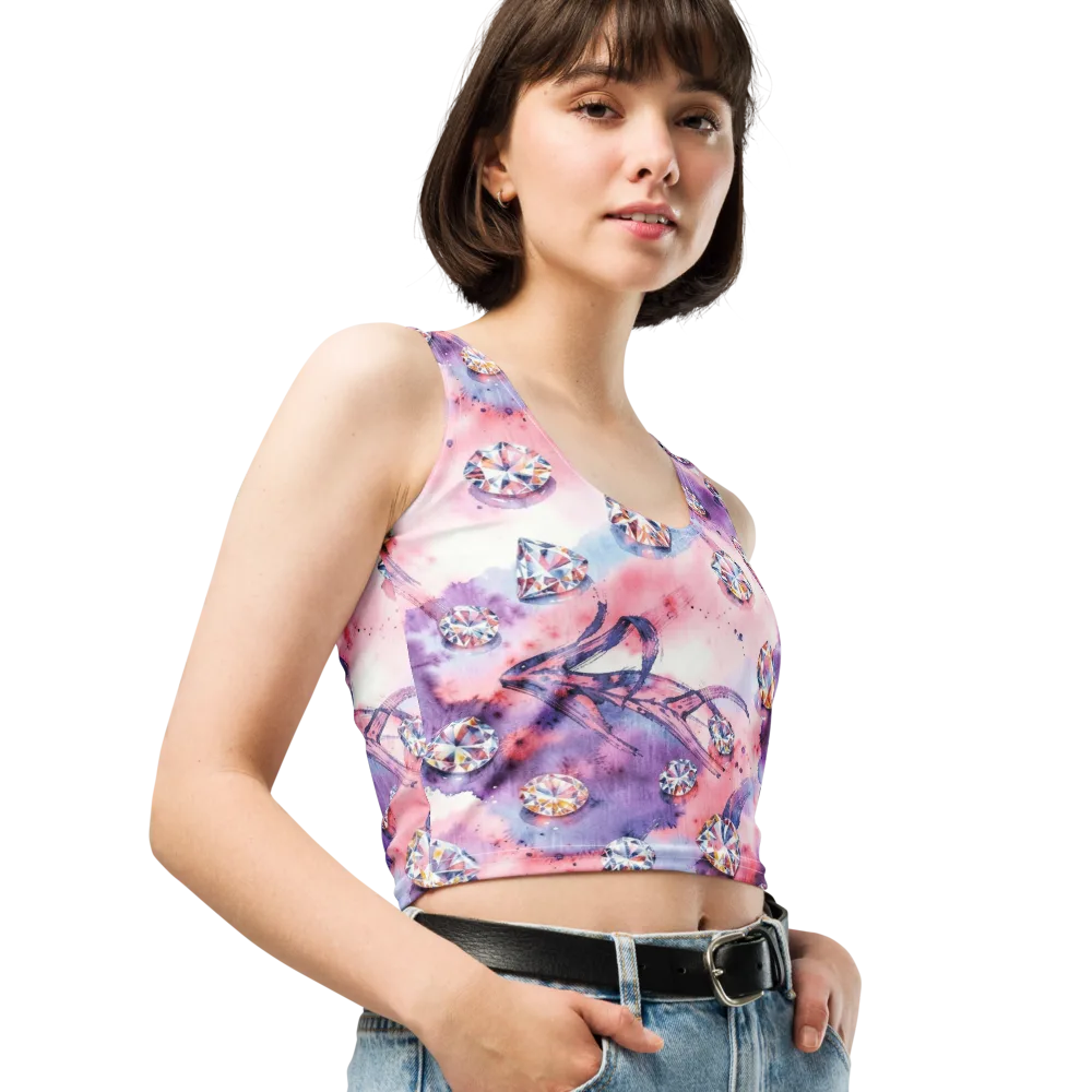 Diamond Watercolor on Crop Top — Right Front