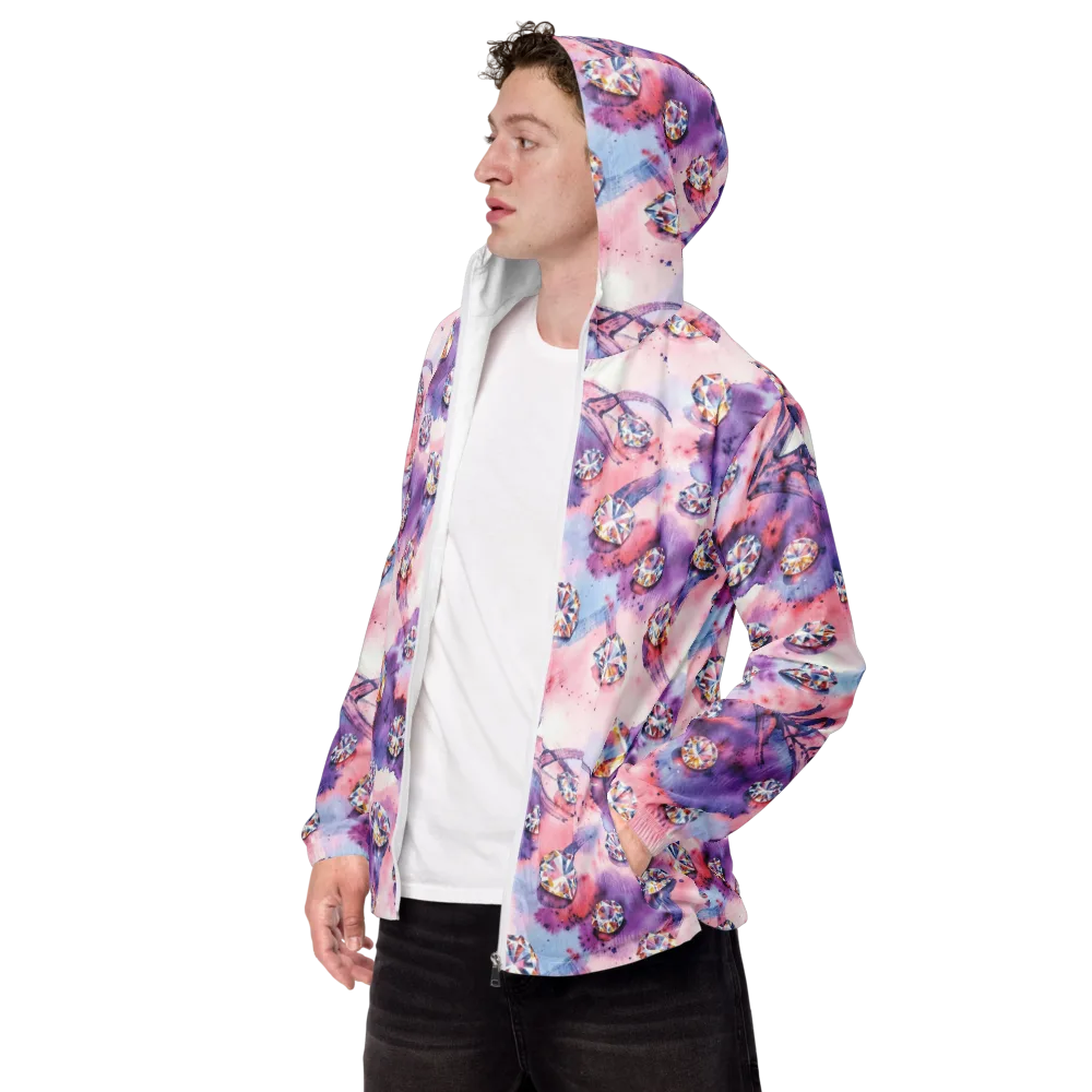 Diamond Watercolor on Men's Windbreaker — Left Front