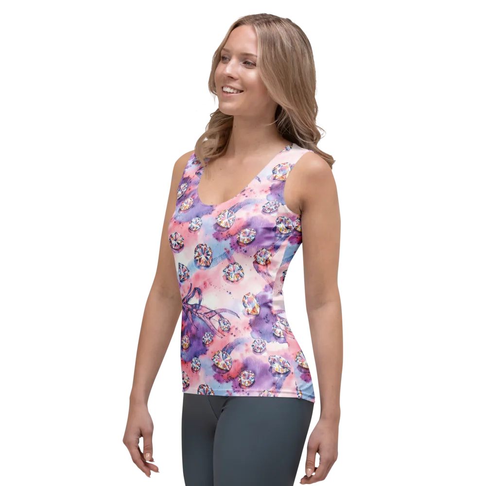 Diamond Watercolor on Women's Tank Top — Left Front