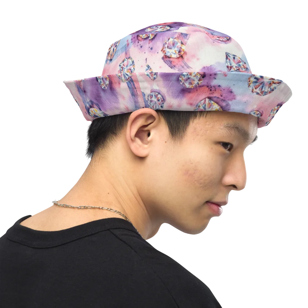 Diamond Watercolor on Reversible Bucket Hat — Right Outside