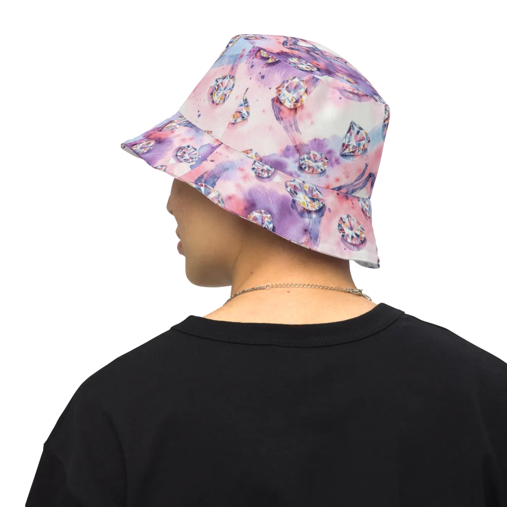 Diamond Watercolor on Reversible Bucket Hat — Back Inside