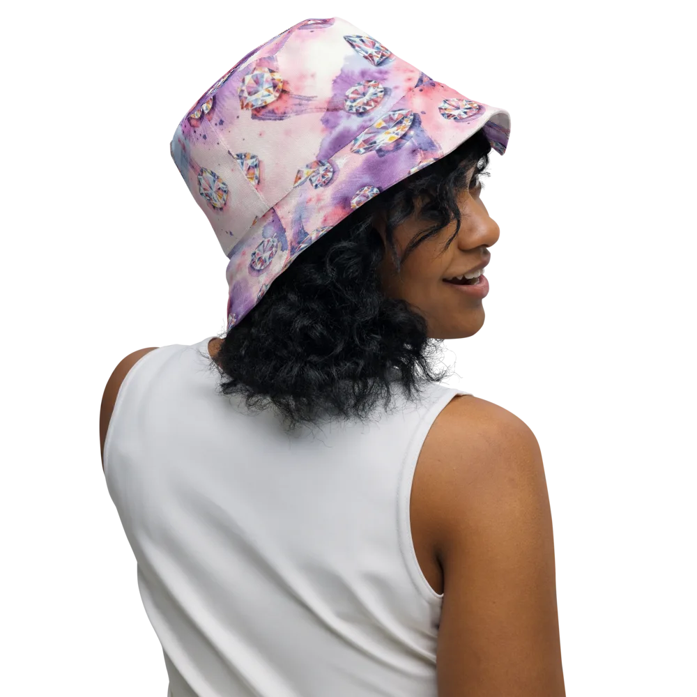 Diamond Watercolor on Reversible Bucket Hat — Right Outside