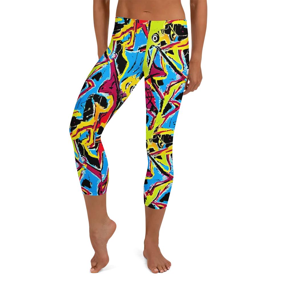 Electric Fossils on Capri Leggings — Front