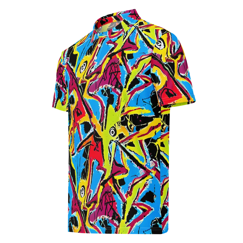 Electric Fossils on Men's Slim Fit Polo Shirt — Left Front