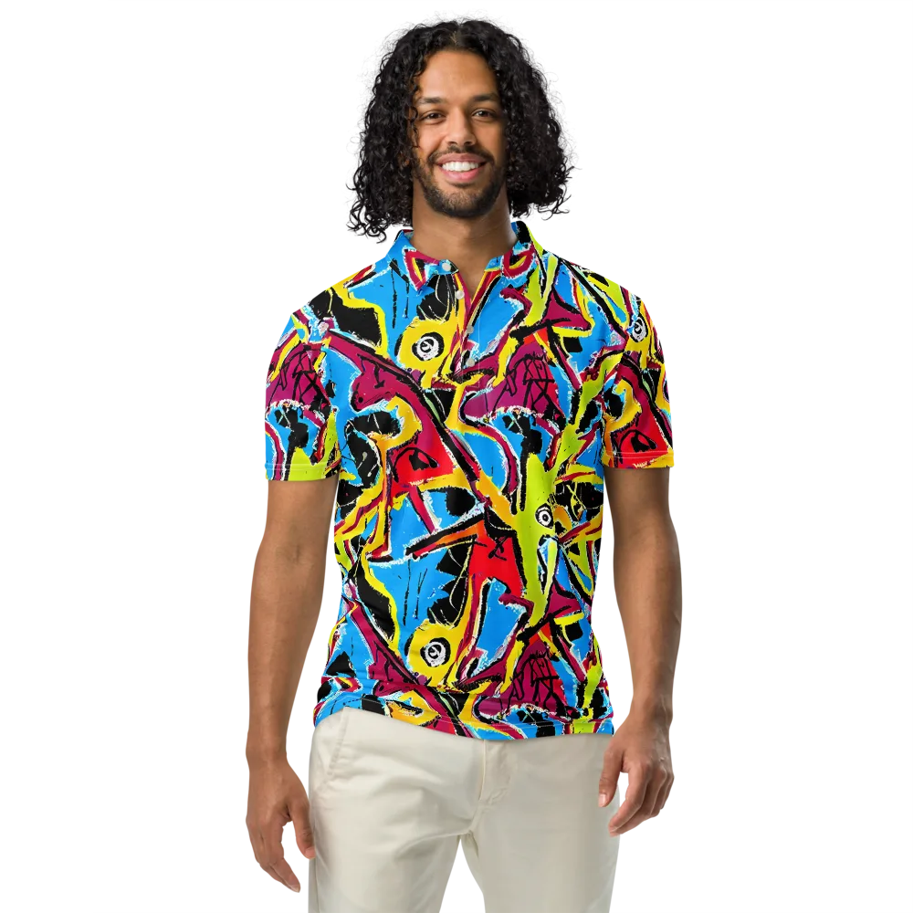 Electric Fossils on Men's Slim Fit Polo Shirt — Front