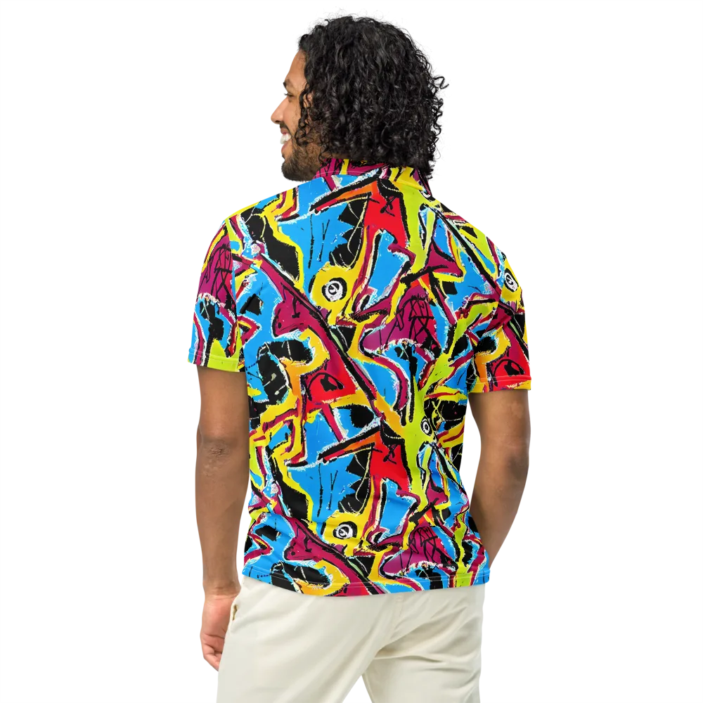 Electric Fossils on Men's Slim Fit Polo Shirt — Back