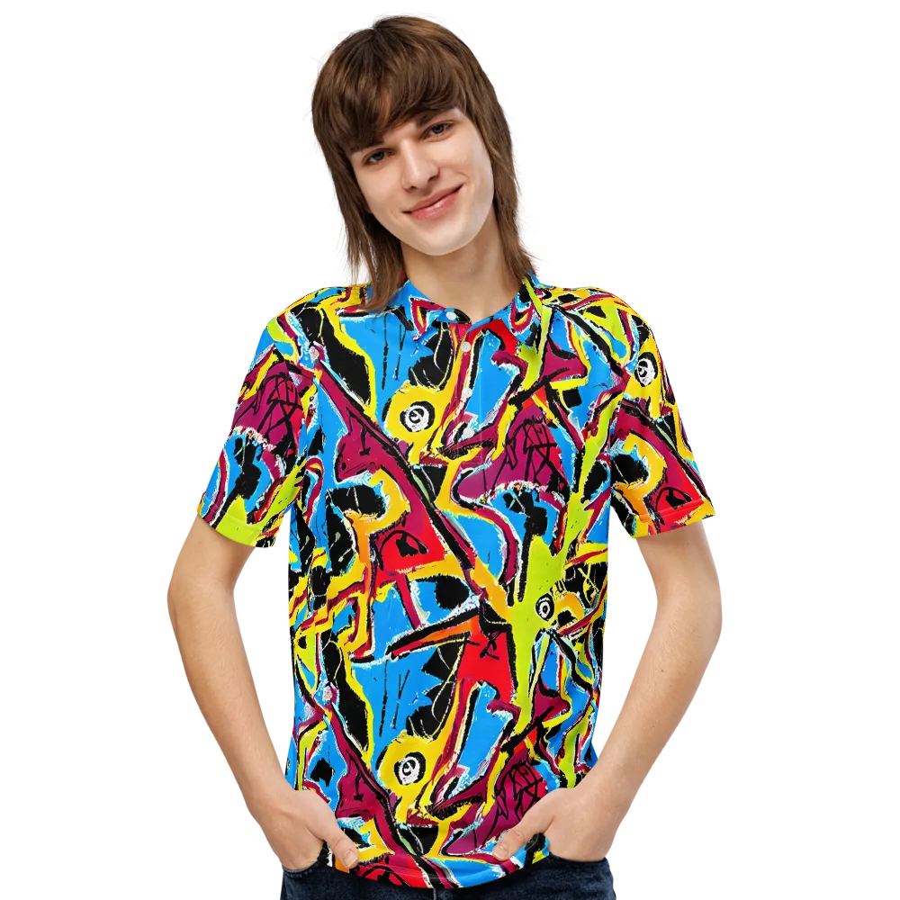 Electric Fossils on Men's Slim Fit Polo Shirt — Front