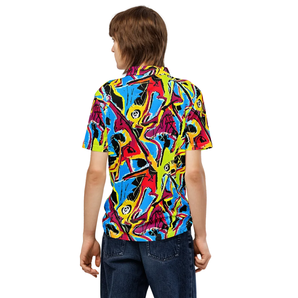 Electric Fossils on Men's Slim Fit Polo Shirt — Back