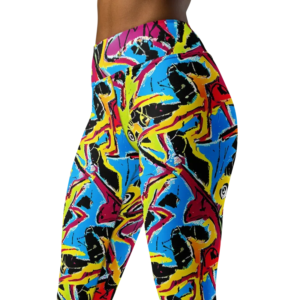 Electric Fossils on Yoga Leggings — Left Front