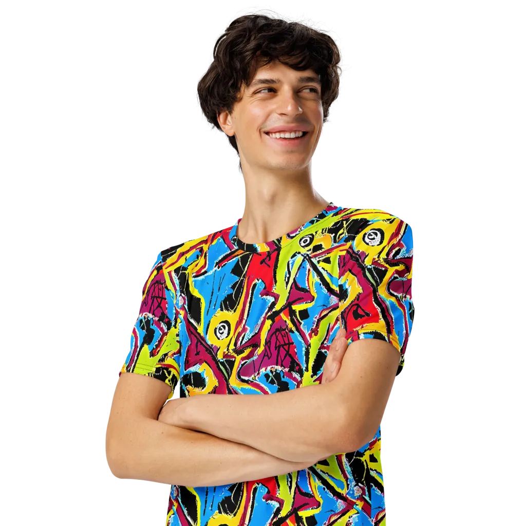 Electric Fossils on Men's Crew Neck T-Shirt — Left Front