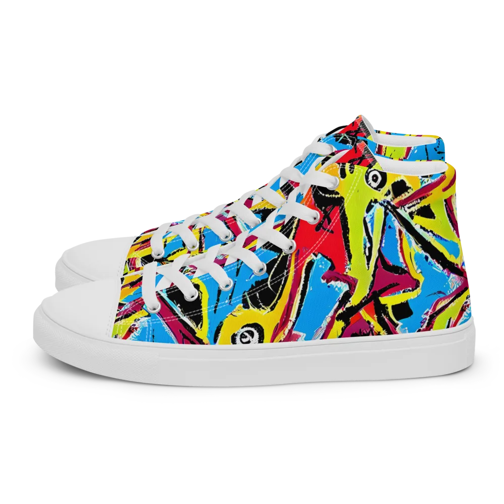 Electric Fossils on Men's High Top Canvas Shoes — Left