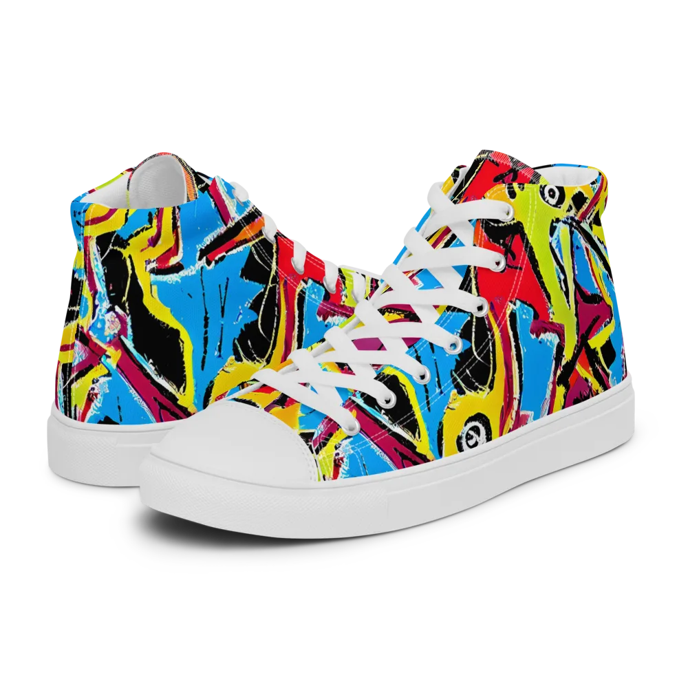 Electric Fossils on Men's High Top Canvas Shoes — Left