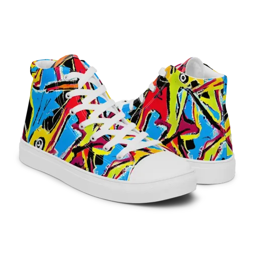 Electric Fossils on a Men's High Top Canvas Shoes