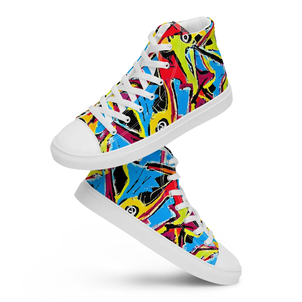 Electric Fossils on Men's High Top Canvas Shoes — Front