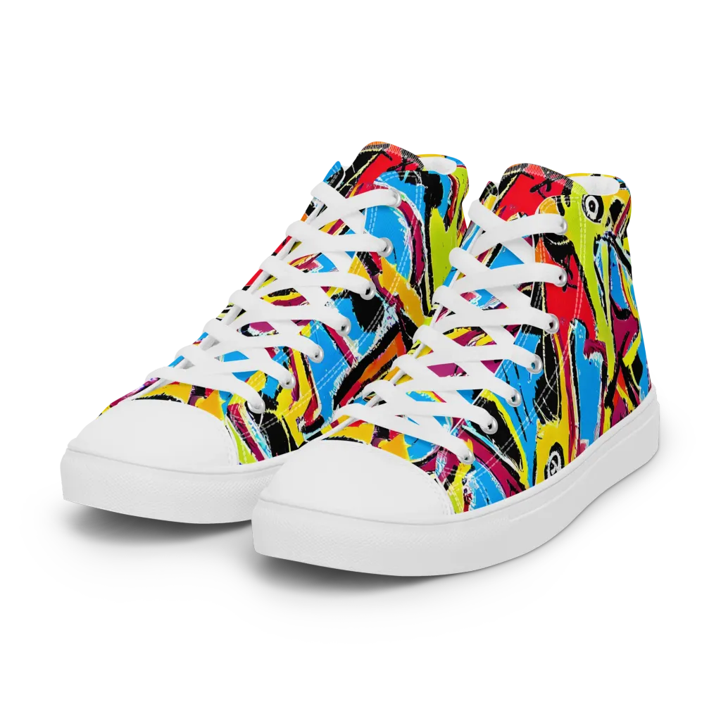 Electric Fossils on Women's High Top Canvas Shoes — Left Front