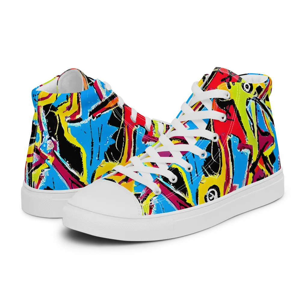 Electric Fossils on Women's High Top Canvas Shoes — Left