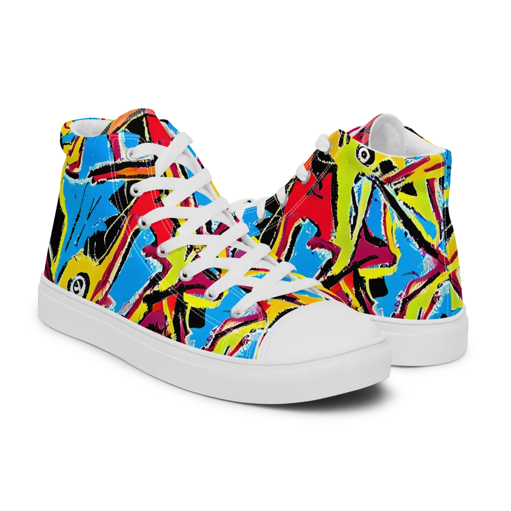 Electric Fossils on Women's High Top Canvas Shoes — Right