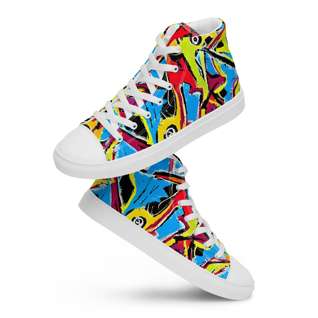Electric Fossils on Women's High Top Canvas Shoes — Front