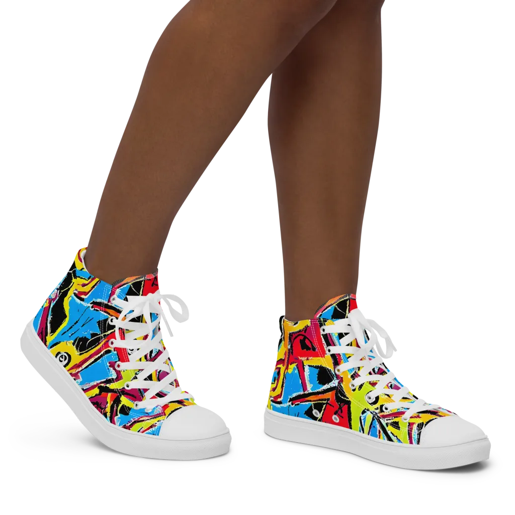 Electric Fossils on Women's High Top Canvas Shoes — Right