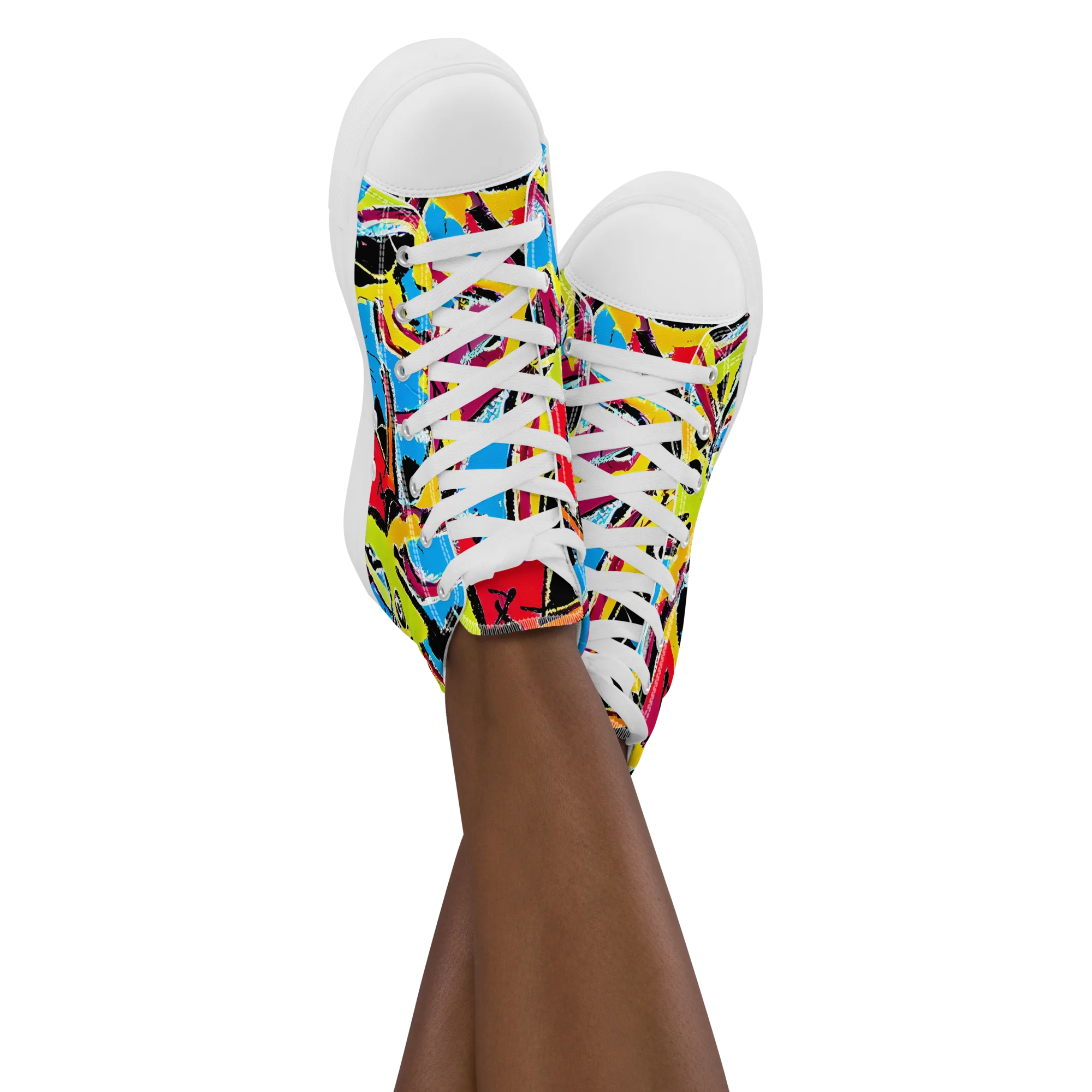 Electric Fossils on Women's High Top Canvas Shoes — Front