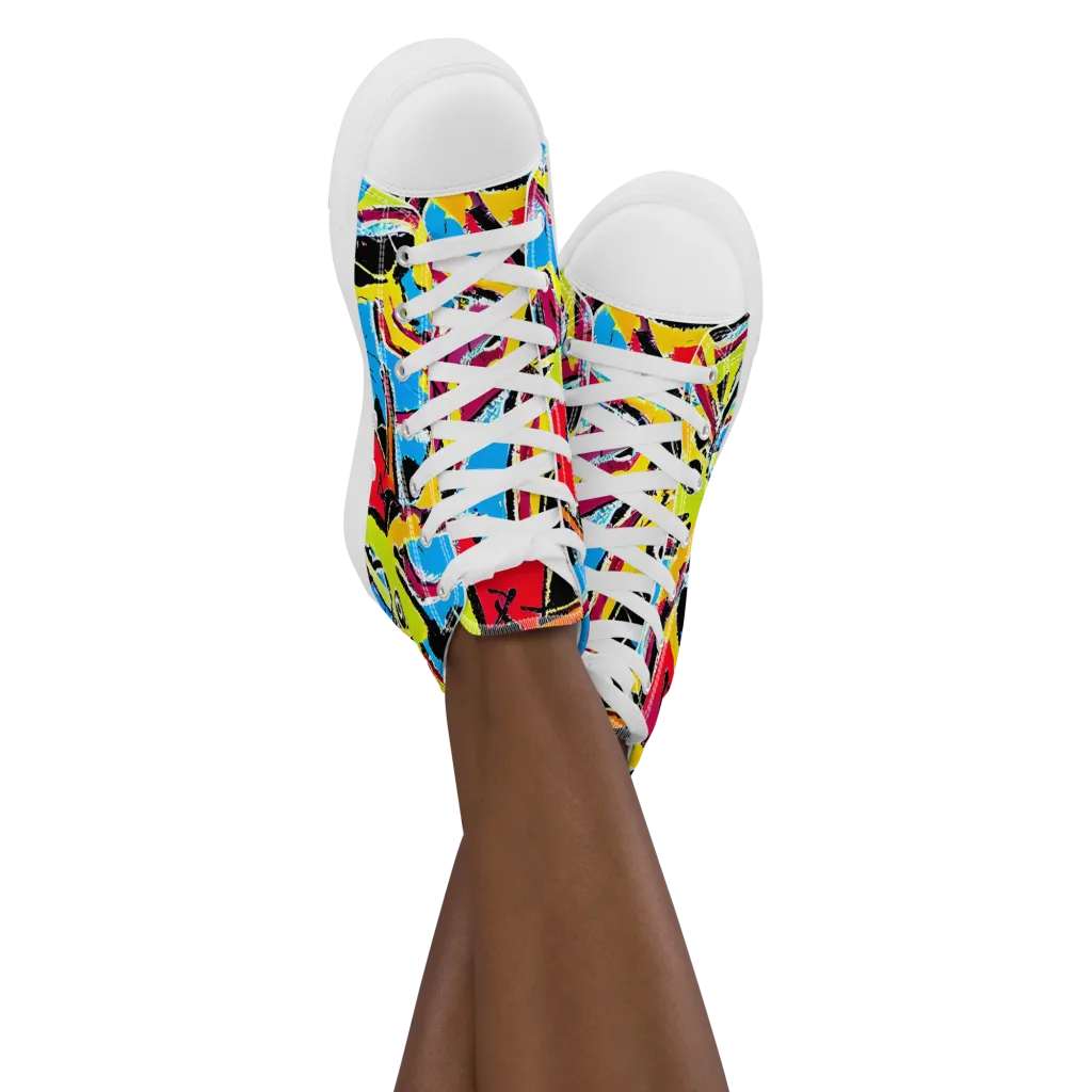 Electric Fossils on Women's High Top Canvas Shoes — Front